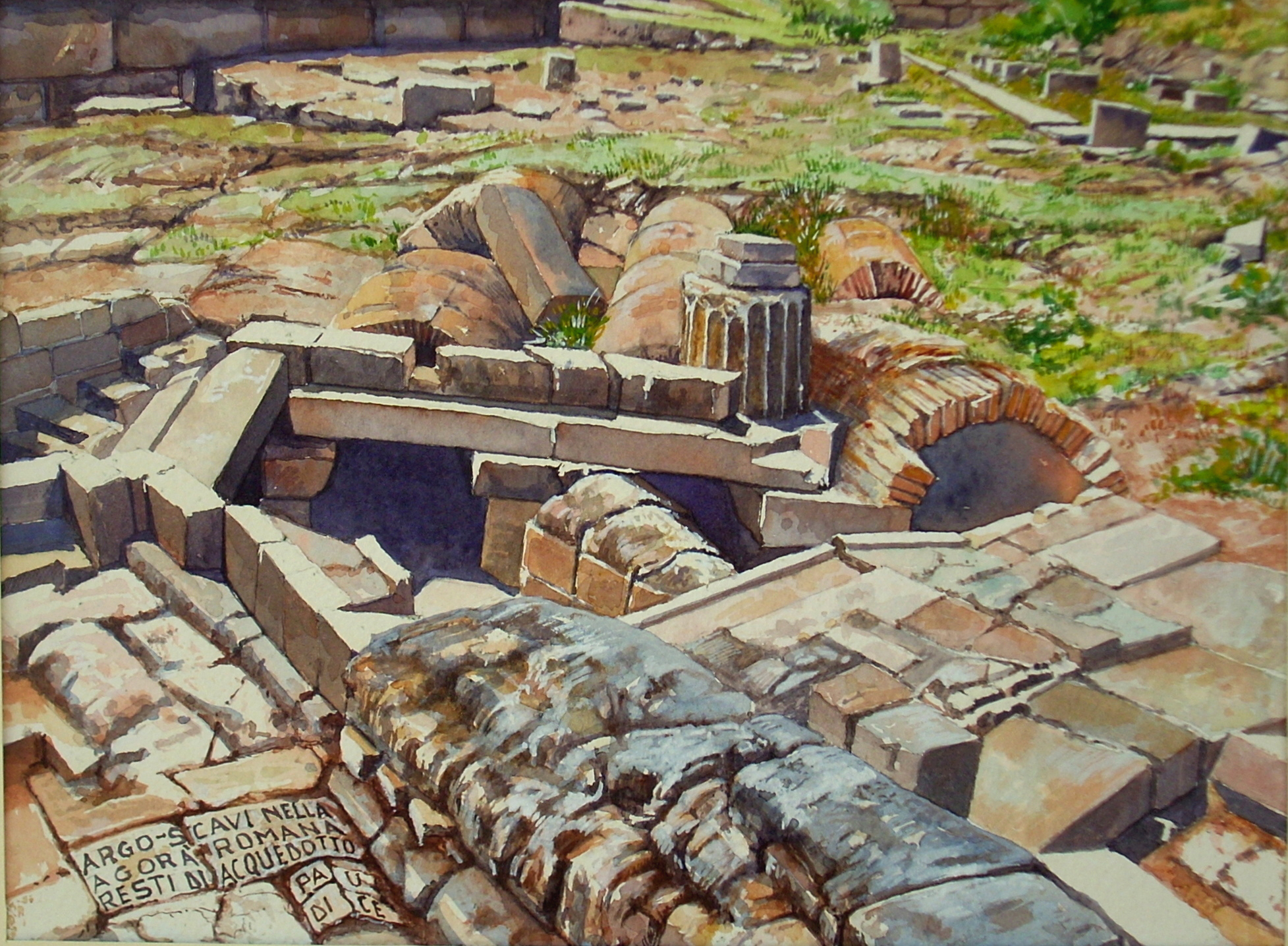 Paudice, Argo – Scavi nell’agorà romana, resti di acquedotto