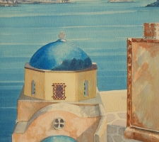Vincenzo Paudice - Santorini, Oia, Chiesa con vista sul mare