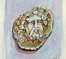 Vincenzo Paudice - Statere d'argento con volto di Dioniso, coniato a Tebetra tra il 405-395 a.C.