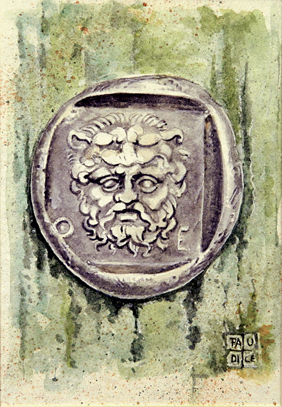 Vincenzo Paudice - Moneta tebana in argento con testa di Heracles