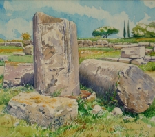 Vincenzo Paudice - Paestum, Resti di colonne romane