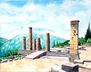 Vincenzo Paudice - Delfi, Tempio di Apollo e Piedistallo di Prusias II